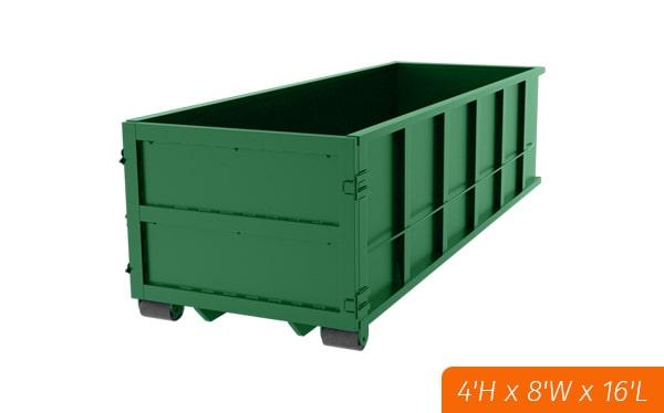 fifteen-yard dumpsters typically measure 14 feet long,5 feet wide, and 5 feet tall